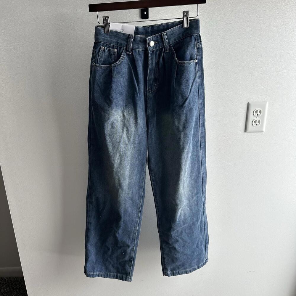 Wide Leg Jeans from Japan Size S with adjustable waist NWT